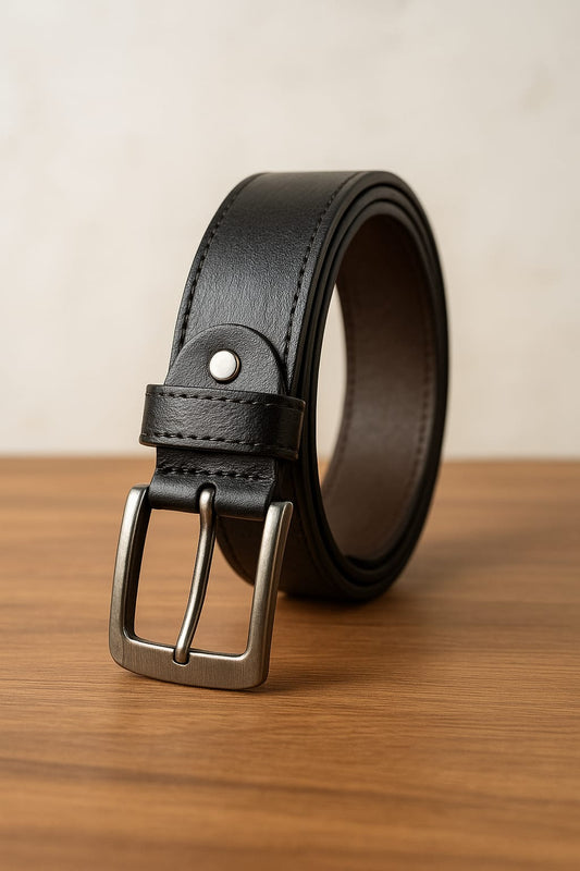 Premium PU Leather Belt for Men | Standard Buckle | Black